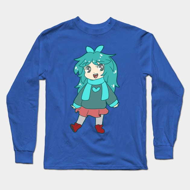 Chibi Blue-Green Girl Long Sleeve T-Shirt by saradaboru